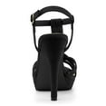 thumbnail image 4 of BLISSFUL STEP Women's T Strap Slingback Platform Heeled Sandals, 4 of 7