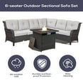 thumbnail image 2 of PARKWELL Outdoor Patio Furniture Set with Fire Pit Table,All-Weather Conversation L-Shaped Sectional Sofa with No-slip Thick Cushions,Backyard Porch Garden Poolside Balcony Set,Brown/Beige, 2 of 9