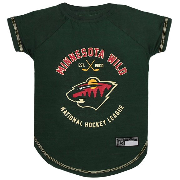 Pets First NHL Minnesota Wild T-Shirt - Licensed, Wrinkle-free, stretchable Tee Shirt for Dogs & Cats