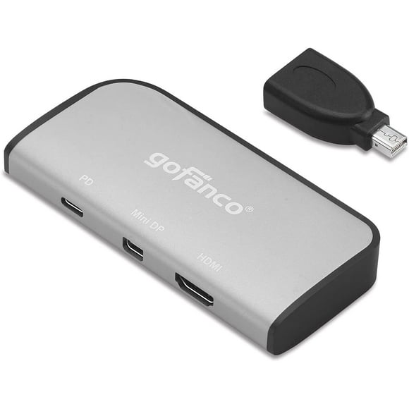 gofanco USB-C Double Vidéo Xpanding (VXP) avec Chargement PD – Mode Alternatif DP Requis, Compatible Thunderbolt 3,