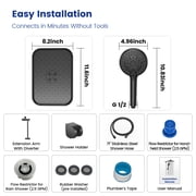 JOMOO 12 Inch Rainfall Shower Head High Pressure 10 Spray Filtered Shower Head with Handheld Combo, with Extension Arm, 71 Shower Hose