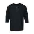 thumbnail image 6 of Resicozy 3/4 Sleeve Shirt Men Summer Solid Color Henley Neck Baseball T-Shirts Casual Loose Fit Tees T-Shirt Black M, 6 of 7