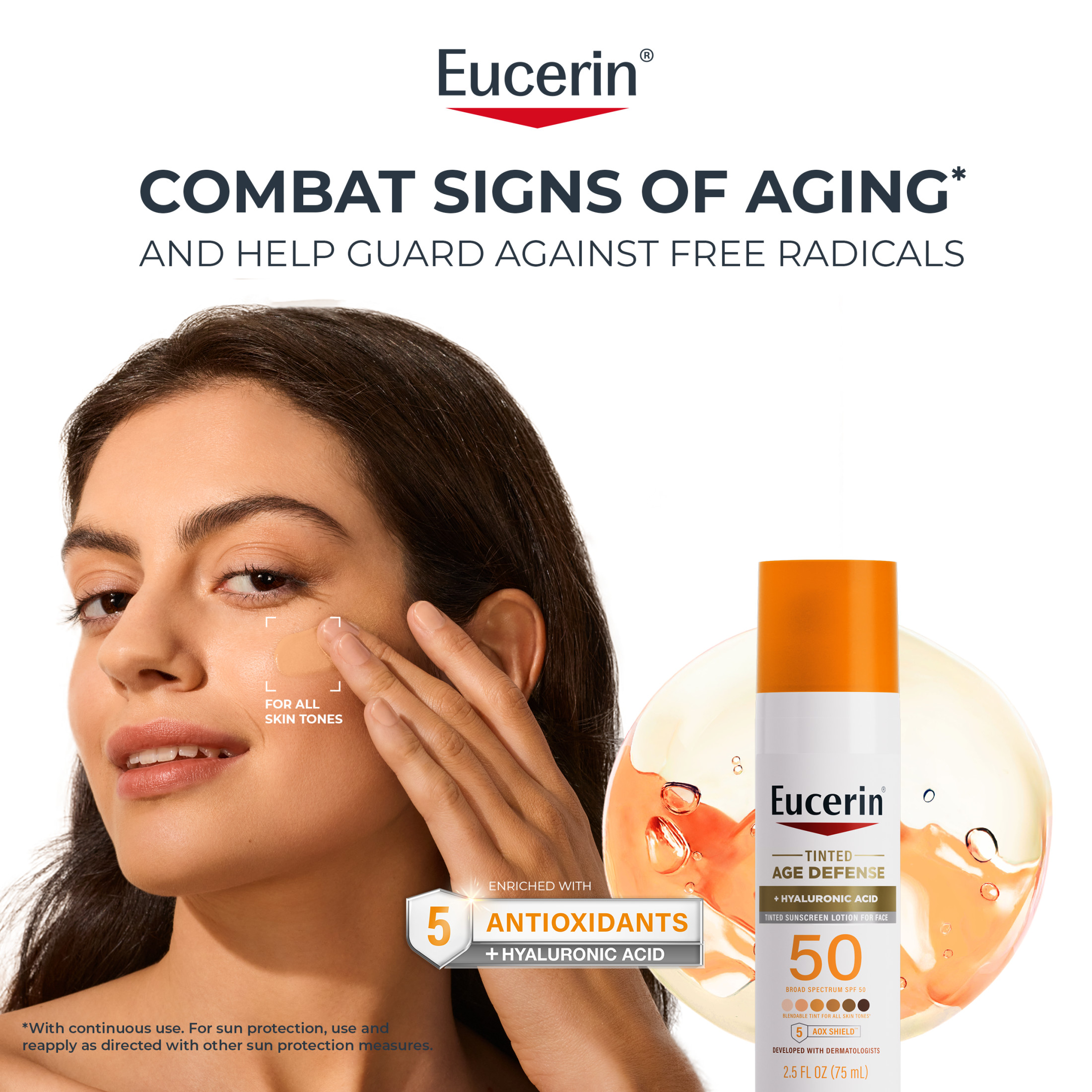 Eucerin Sun Age Defense Tinted Face Sunscreen SPF 50, 2.5 fl oz photo 2
