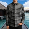 thumbnail image 5 of Mens Plaid Casual Long Sleeve Button Down Shirts Open Front Lightweight Breathable Blouse Top Black L, 5 of 7