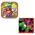 thumbnail image 2 of Super Mario Bros Birthday Party Supplies Bundle includes 16 Paper Plates 7", 16 Napkins 5", 16 Cups, 1 Table Cover, 1 Dinosaur Sticker Sheet, 2 of 4