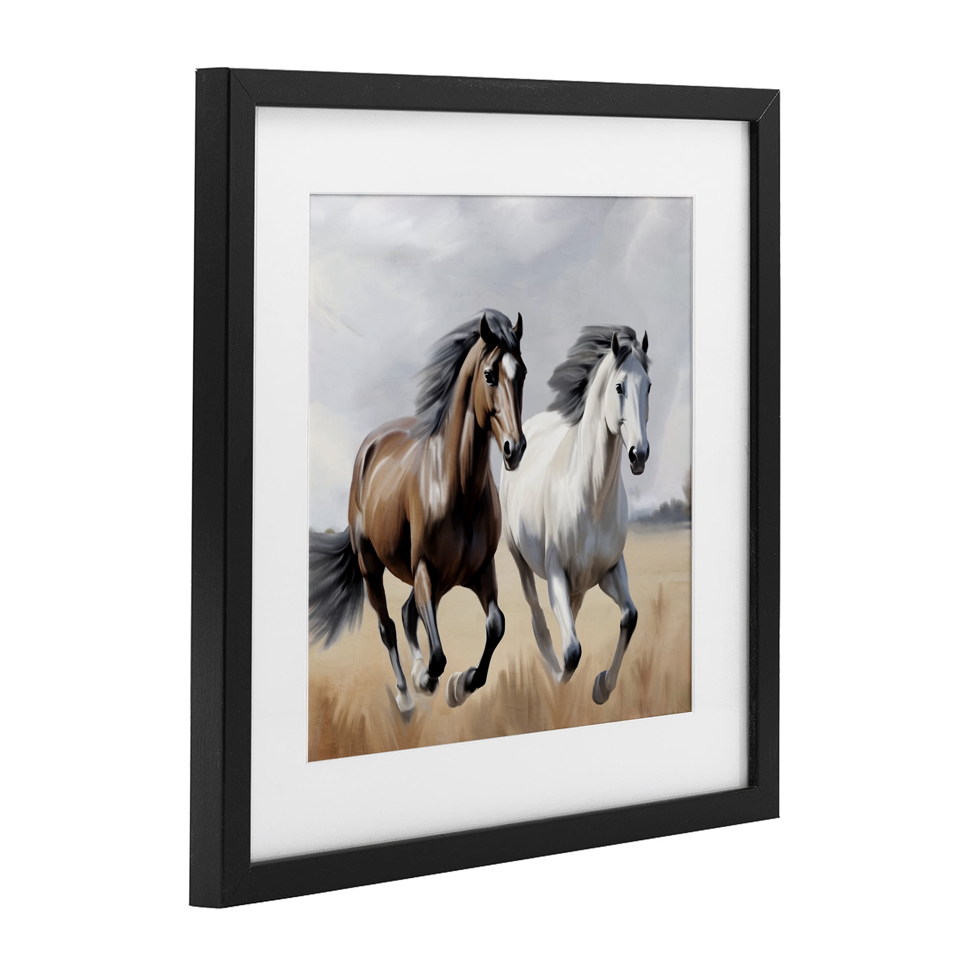 Stupell Industries Wild Run Twin Horses Black Framed Print Under Glass, design by Kim Allen