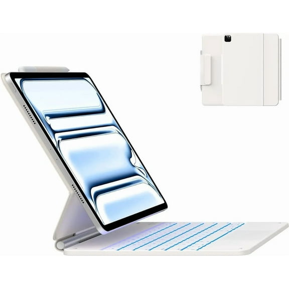 Magic Wireless Keyboard Case for iPad Pro 13 inch M4 2024, Magic Keyboard with 11 Colors Backlight, Pencil Holder,Multi-Touch Trackpad, Easy-Set Magnetic Stand