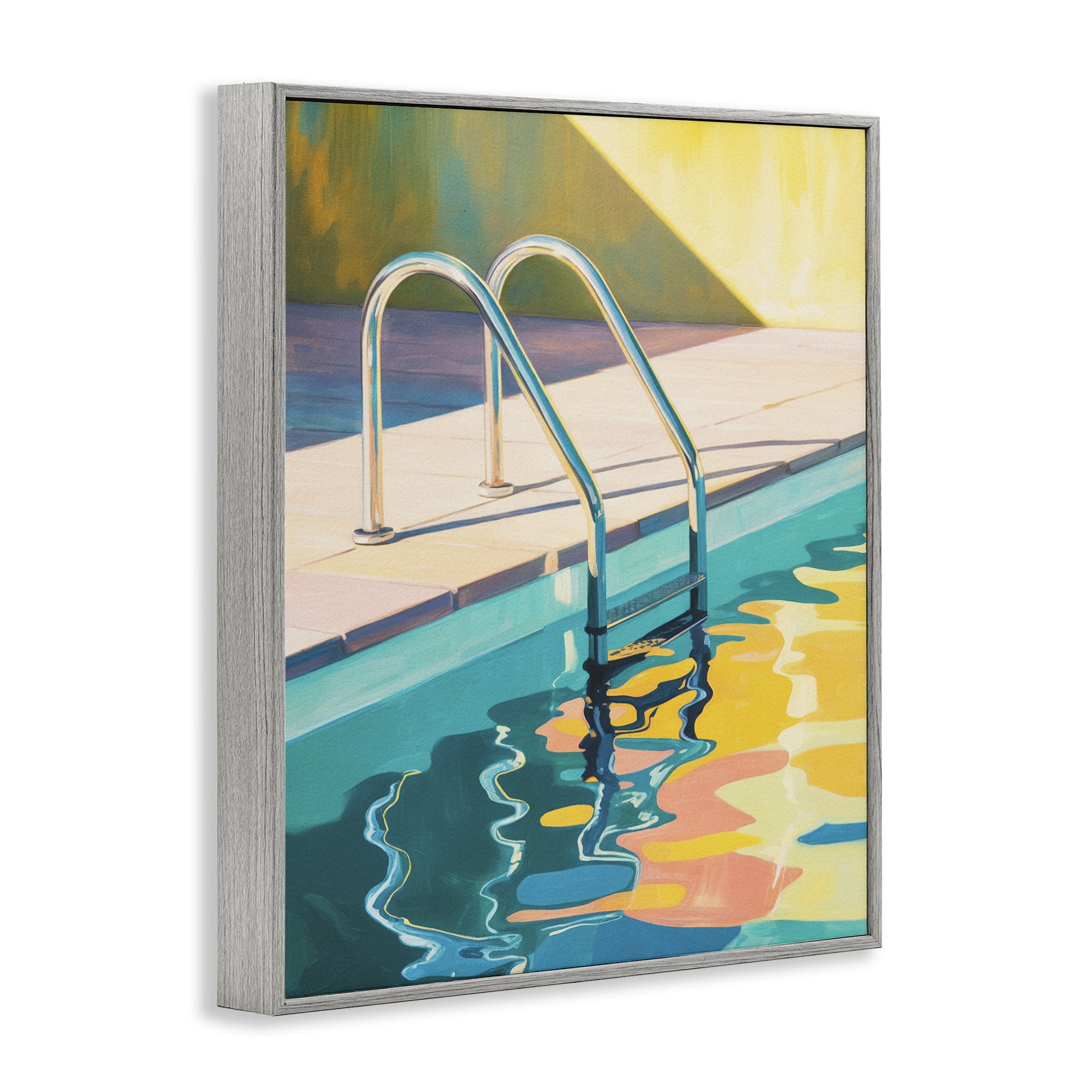 Stupell Industries Pool Ladder At Sunset Gray Framed Giclee Art, design by Andreas Magnusson