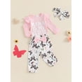 thumbnail image 3 of Nygoyerh Newborn Baby Girls Pants Set Long Sleeve Romper + Butterfly Print Pants + Headband 2PCS Set Fall Infant Clothing for 1M-18M, 3 of 7