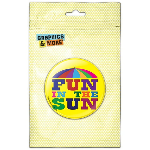 Fun in the Sun Colorful Beach Umbrella Refrigerator Button Magnet