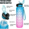 thumbnail image 4 of BAKER DEPOT 32oz Motivational Water Bottle with Time Marker, BPA Free Tritan, Blue Purple, 4 of 7