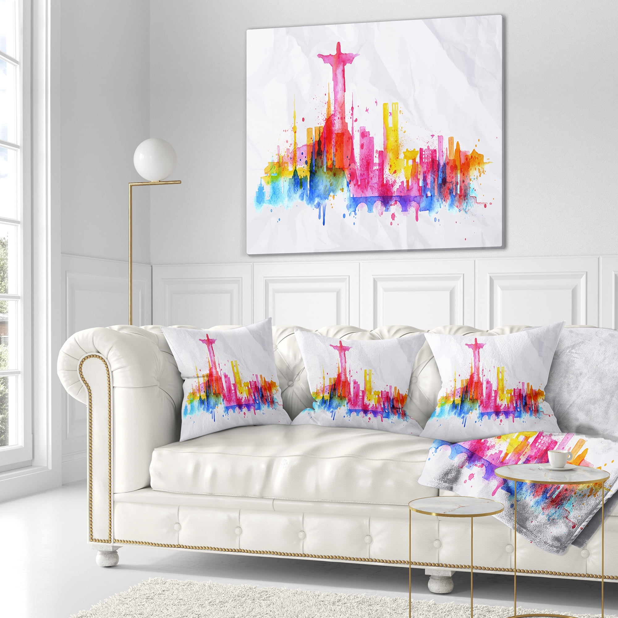 Designart Rio de Janeiro Skyline - Cityscape Throw Pillow - 16x16