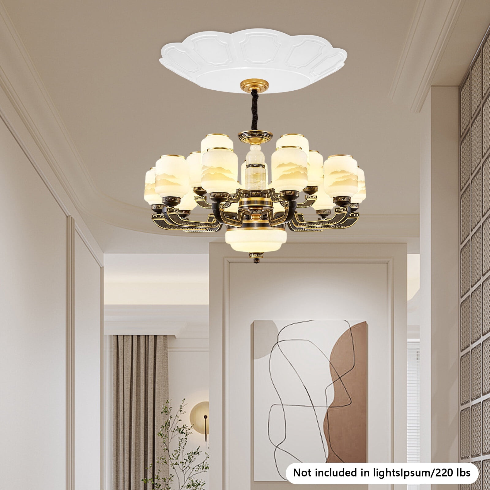 Decorative Cover, Chandelier Hoist Lifter Covers, Chandelier Decorative Cover(White), Round, Petal-shaped