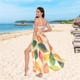 thumbnail image 6 of FORMRS Womens Long Sarong Beach Wrap Semi-Sheer Bikini Skirt Bathing Swimsuit Cover Up, Green Retro Autumn Leaves, 6 of 7