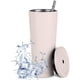 thumbnail image 1 of Taza de viaje de 750 ml, taza de acero inoxidable de doble pared, botella de agua con aislamiento al vacío, taza de café con agua aislada, taza de doble pared con pajita, cepillo y tapa, 1 of 5