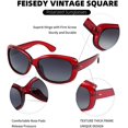 thumbnail image 4 of FEISEDY Vintage Square Polarized Sunglasses for Women Men Havana Thick Wrap Frame B2703, 4 of 14