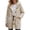 Beige, variant on Womens Knit Sweater Coat Cozy Hooded V Neck Long Sleeve Solid Color Horn Toggle Closure Long Cardigan For Outdoor Walking