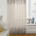 thumbnail image 5 of Spring Purple Floral Sheer Curtains 54 Inches Long, Rustic Flowers Botanical Vintage Light Filering Curtains, Breathable Simi Curtain Privacy Drapes for Kitchen Bathroom Small Window Treatment, 5 of 9