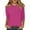 84# Hot Pink, variant on DENGDENG Shirts for Women 3/4Sleeve Button Down Casual Tops Elbow Sleeve Round Neck Summer Tshirts Trendy Three Quarter Length Pullover Work Dressy Blouses Beige L