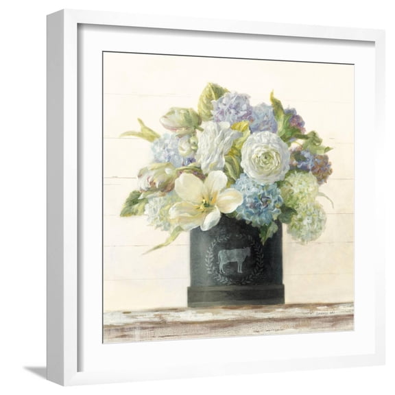 Art.com Tulips in Hatbox Shiplap Art Print by Danhui Nai, White Frame Wall Art, 21" x 21"