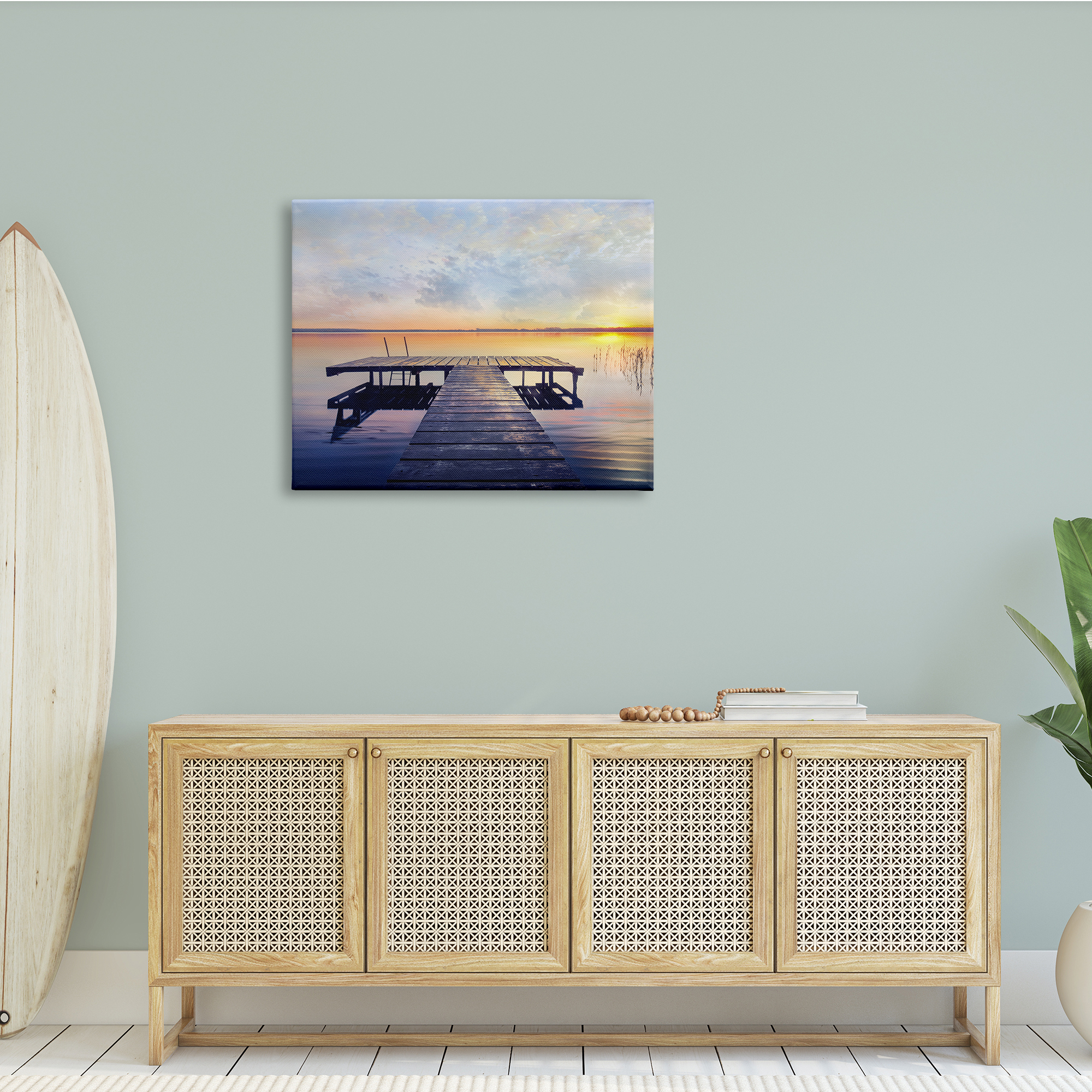 Stupell Indtries Tranquil Lake Dock Sunset Nautical Summer Sanctuary,40 x 30,Design by ​Mike Calascibetta