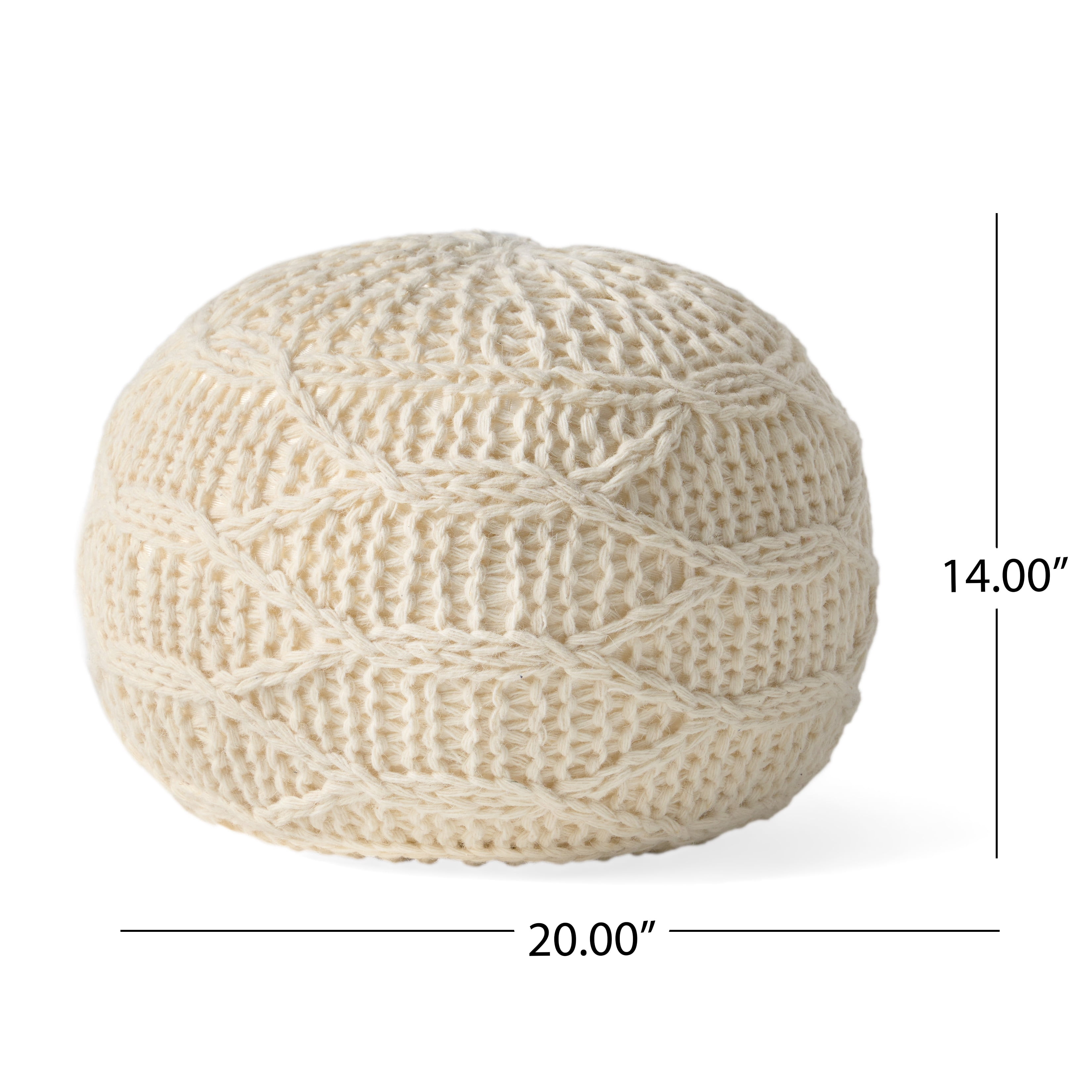 Noble House Stefan Fabric Handmade Pouf, Cream
