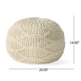 thumbnail image 3 of GDF Studio Biljon Handmade Boho Fabric Pouf, Cream, 3 of 7