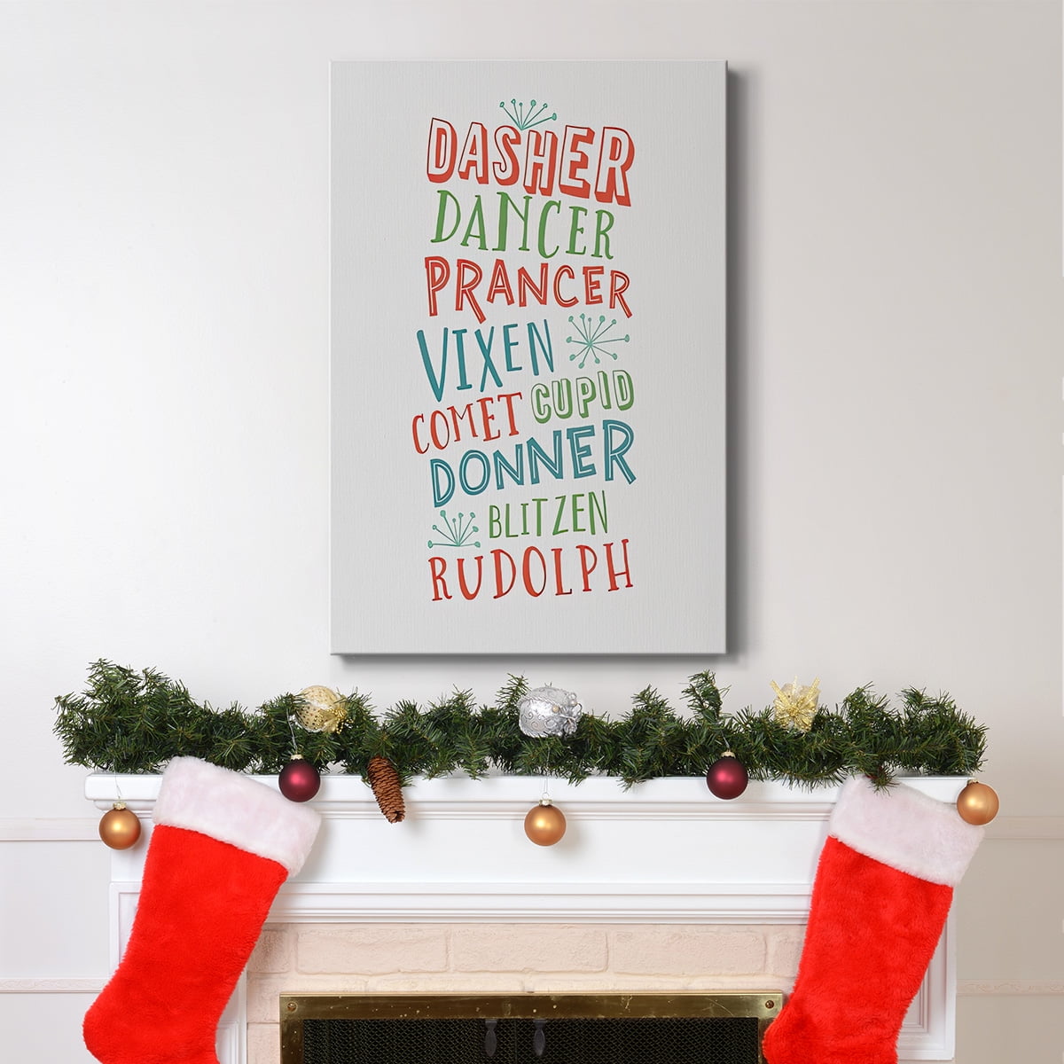 Reindeer Names - Multicolor Light Gray- Gallery Wrapped Canvas