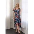 thumbnail image 2 of Womens Floral High-Low V-Neck Maxi Dress, 2 of 5