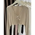 thumbnail image 5 of VISALY Cropped Cardigan Long Sleeve Cardigan Women's Thin Feel Sun Clothes Women's Mm Summer Ice Blouse Cardigan with Shawl Jacket Shirt Open Front Cardigan Thin Cardigans Lightweight Coffee Xxl, 5 of 5