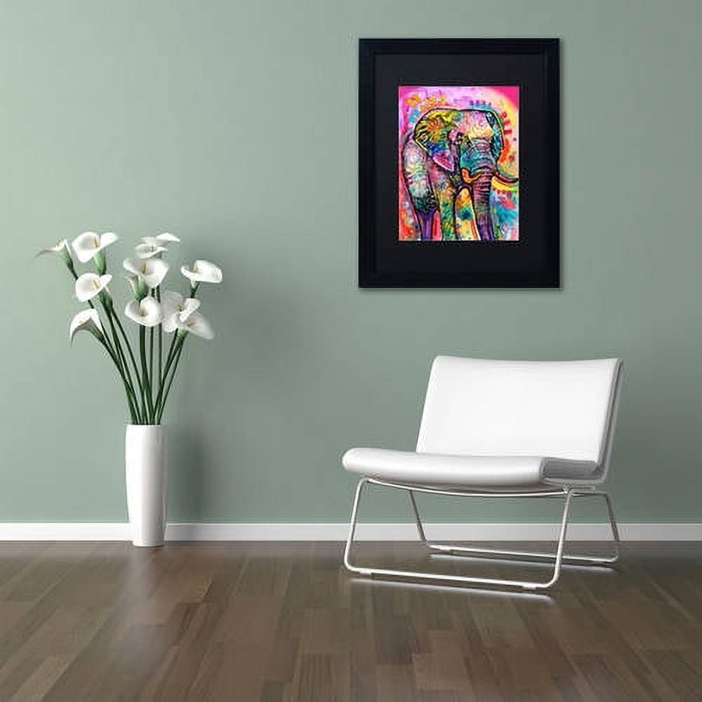 Trademark Fine Art "Elephant" Canvas Art by Dean Russo, Black Matte, Black Frame