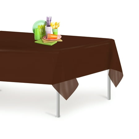 Brown 6 Pack Premium Disposable Plastic Tablecloth 54 Inch. x 108 Inch. Rectangle Table Cover By Grandipity