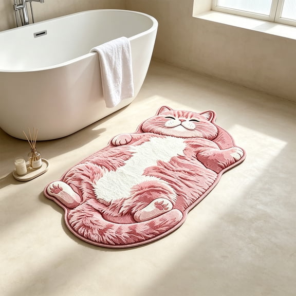 Danhjin Adorable Fun Cats-Shaped Area Rug Stylish Unique Home Decor Carpet Handmade & Premium for Living Rooms Cartoon Bedrooms Children Room Bedsie Floor Mat Door Mat Soft Plush, 15.7in*23.6in