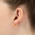 thumbnail image 2 of Gold Plated Neon Orange Enamel Huggie Hoop Earrings for Women, 2 of 5