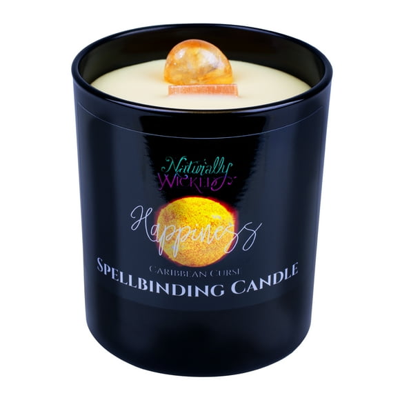 Naturally Wicked Bougie de Bonheur Envoûtante – Cristal de Citrine / Parfum de Fruits des Caraïbes / en Coffret Cadeau