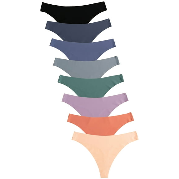 GaaiKei Seamless Thongs for Women No Show Panties Invisible Hipster Underwear Pack of 8,Size 7