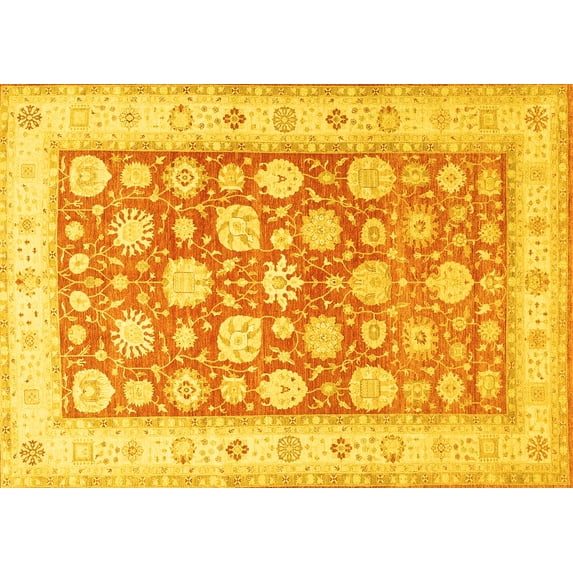 Ahgly Company Indoor Rectangle Oriental Yellow Traditional Area Rugs, 4' x 6'