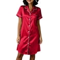 thumbnail image 2 of NominalSnug Womens Nightgowns Button down Short Sleeve Nightshirts Collared Knee Length Sleepshirts Comfy Loungewear, 2 of 8