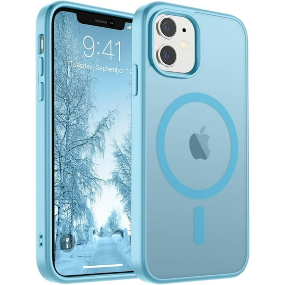 Mionbel Magnetic for iPhone 11 Phone Case (Compatible with MagSafe) (Military Grade Drop Protection) Slim Translucent Matte Shockproof with Anti-Fingerprint Phone Case,Light Blue