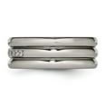 thumbnail image 4 of Auriga Fine Jewelry Titanium with CZ 8mm Grooved Band for Men Size 10.5, 4 of 6