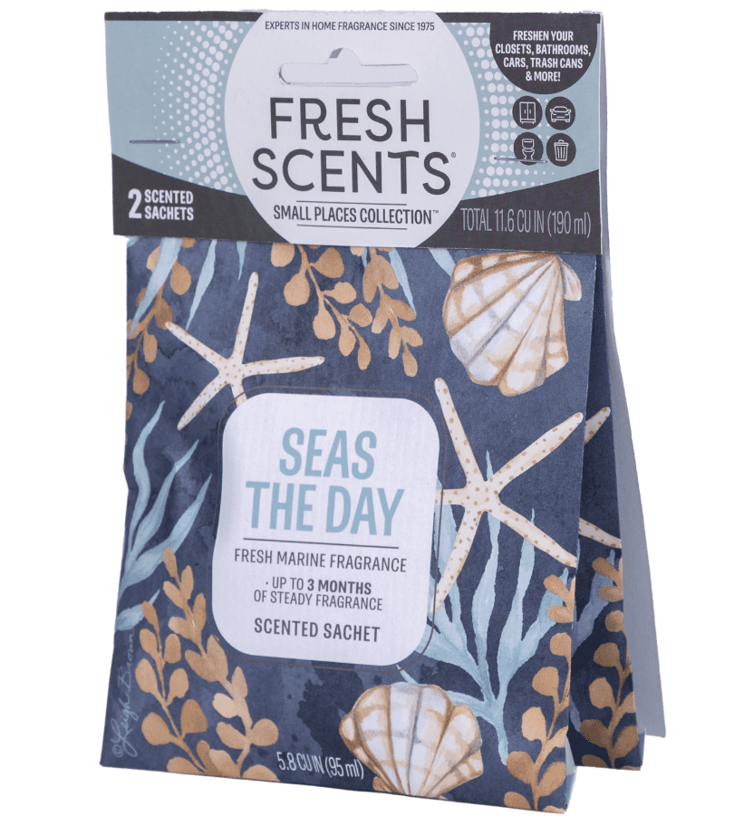 (2 pack) Seas the Day - Fresh Scents 2 Pack scented sachet - Small Places Collection