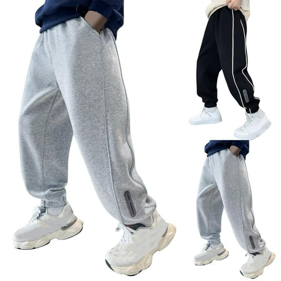 ATOGUTA Boys Pants Size 2T-15 Elastic Waist Athletic Joggers for Running Sports Outdoor School Uniform Gray