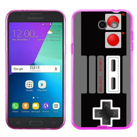 OneToughShield ® Slim-Fit Premium TPU Gel Phone Case (Transparent Pink Bezel) for Samsung Galaxy J3 Emerge - Game (Best Games For Samsung Galaxy S4)