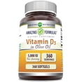 thumbnail image 1 of Suplemento Dietético Vitamina D3 con Aceite de Oliva Orgánico 5000ui Amazing Formulas 360 Softgels, 1 of 4