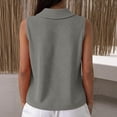 thumbnail image 4 of Dwellite Womens Sleeveless Golf Waffle Polo Shirts Collared Tank Tops V-Neck Workout Athletic Tennis Tops Dark Gray 2XL, 4 of 4