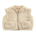 thumbnail image 1 of Infant Sleeveless Plush Vest Kids Solid V-neck Zipper Outerwear, 1 of 6