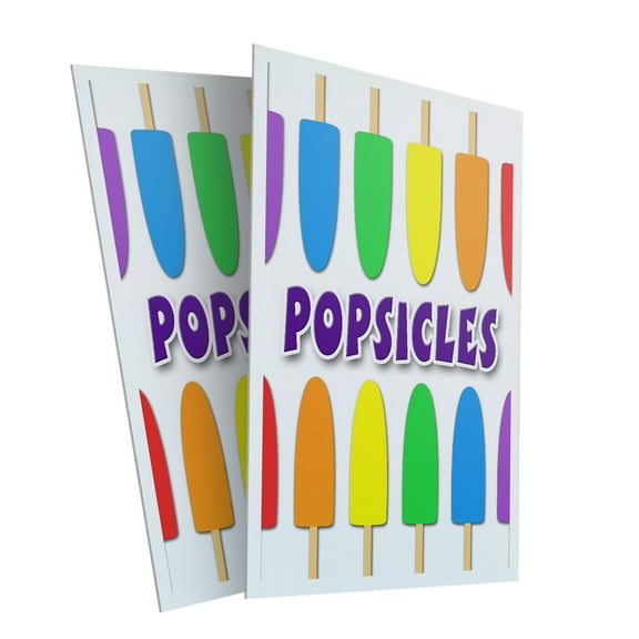Popsicles (2-PACK) 24" x 36" Plastic Signs | Sign Insert 4mm Corrugated Plastic Signs Storefront Window Poster