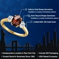thumbnail image 2 of Gem Stone King 10K Yellow Gold Red Garnet and White Topaz Engagement Ring for Women | 2.19 Cttw | Oval Checkerboard 8X6MM | Gemstone January Birthstone | Size 6, 2 of 6
