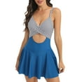thumbnail image 2 of BONIXOOM Sexy Dresses for Women Date Night Beach Party Deep V-Neck Tab Sleeveless Pullover Set Printed Blue Dresses, 2 of 7