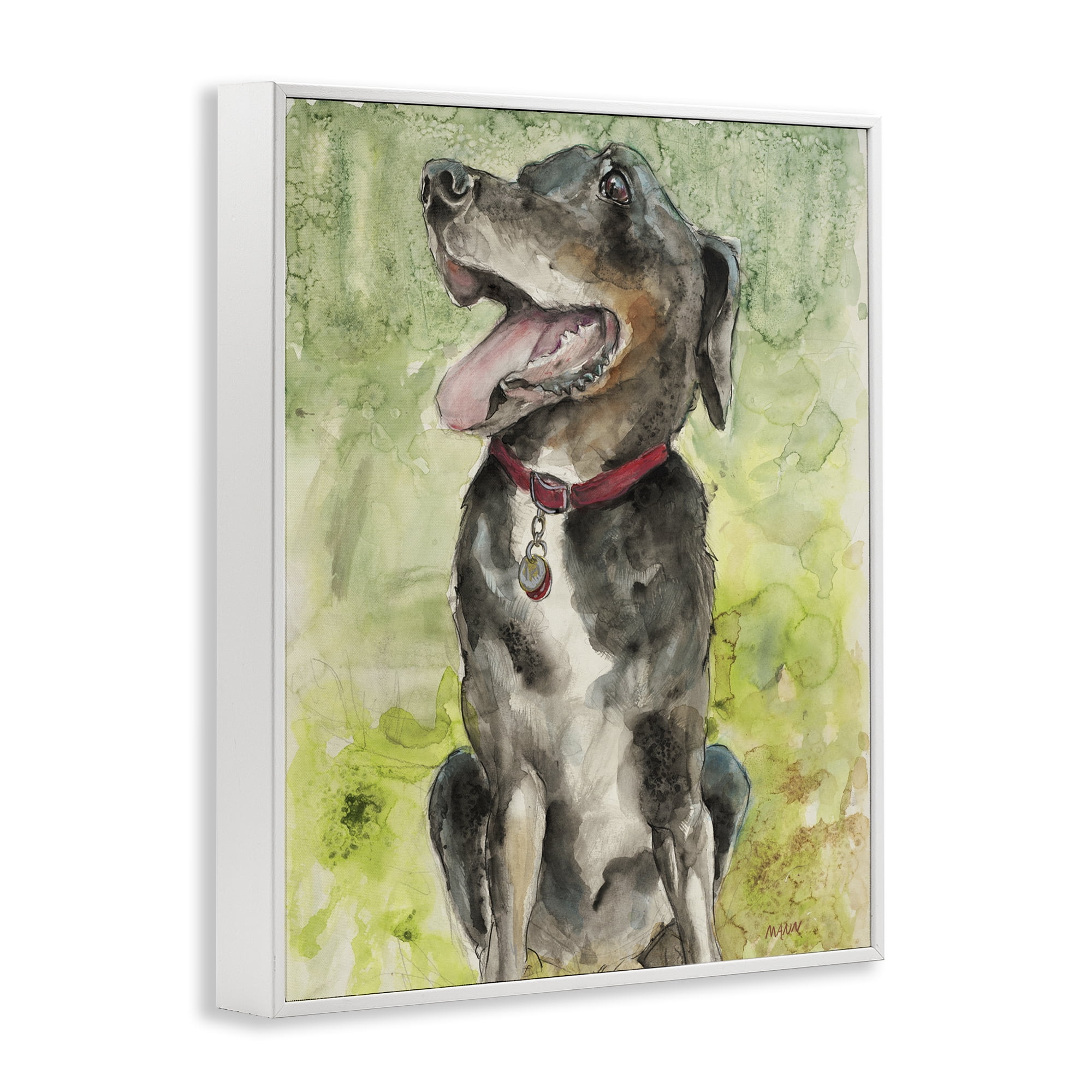 Stupell Industries A Dog's Happiness White Framed Giclee Art, design by Patti Mann